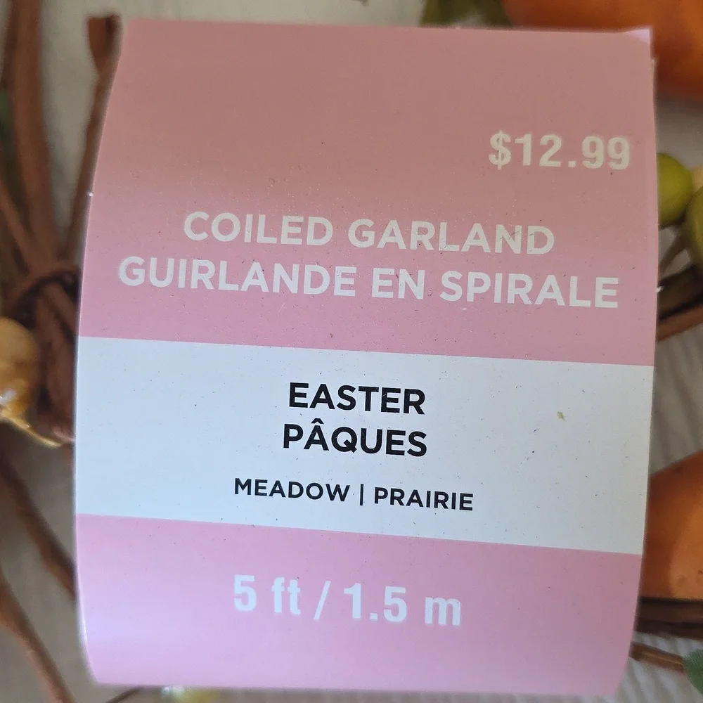 Easter Meadow Coiled Garland with Orange Carrots and Green Berries